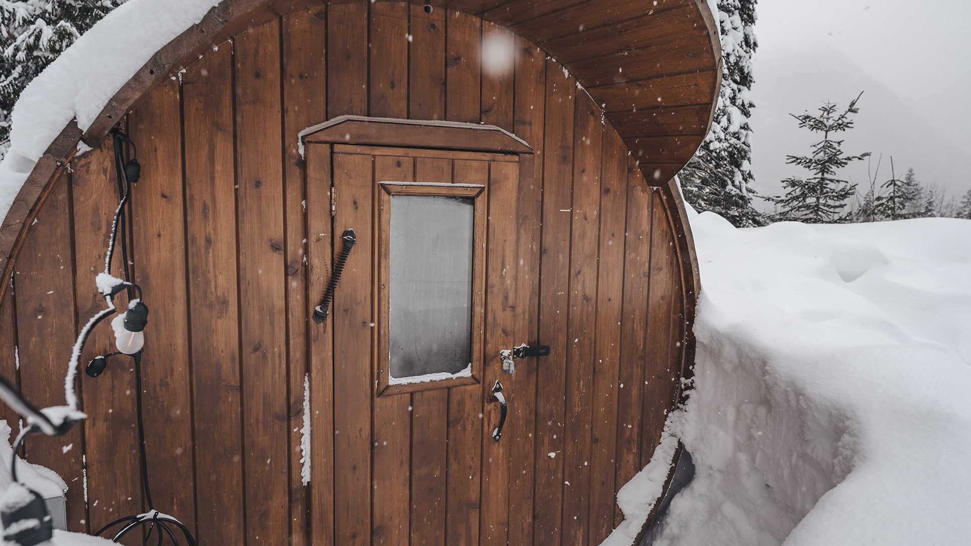 sauna in snow